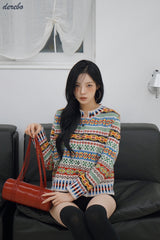 Nordic round knit cardigan