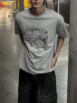 ヴィンテージドラムパンクショートスリーブTシャツ