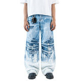 H1 Baggy Tri Biker - Ice Blue Splash - Celana Jeans