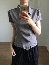 Unbalanced draping blouse (2color)