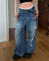 Painted denim pants