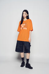 25SS UNIVERSE DRAWING SHORT SLEEVE T-SHIRT ORANGE