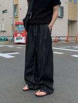 Mir リネンバックバンドワイドデニムパンツ
