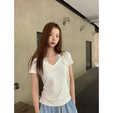 ホワイトレースホルターレイヤードショートスリーブTシャツ