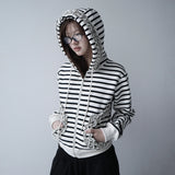 【MADE】winter frill hood zip-up, stripe