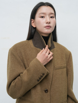 hairy quilting jacket - khaki beige 
