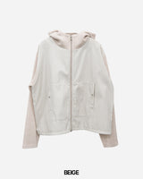 Contrast Highneck Hood Zip-up