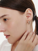 26SS★ Souvni Silver (C) Twist Rose One-Touch Earrings S