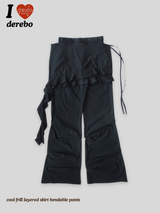 cool frill layered skirt bendable pants