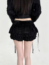 1544. Fur layered cancan string mini sk (2color)