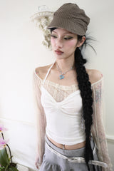 Ribbon crop halter top (2color)