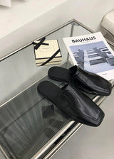 スクエア ミュール ローファー (BLACK)