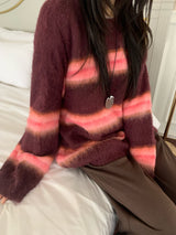 ヘイジーヘアリーストライプルーズフィットニット