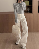 Tail wide cotton pants