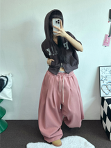 ハート🎀💕🧸ベイビーセミクロップドTシャツフーディージップアップジャンパー🧸🖤🤍3COLOR