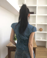 Raner Pocket Shirring V-neck Short Sleeve Shirt