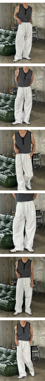 [Unisex] Nylon two tuck rope banding pants(3color)
