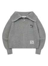 OVIA COLLAR-NECK KNIT ZIP-UP (3COLOR)
