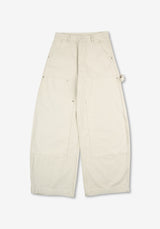 PU Double Knee Carpenter Wide Pants