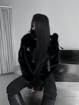 black buckle fur jacket