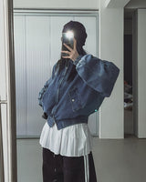 Kanto incision denim two-way quilted flight jumper