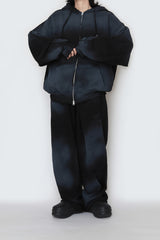 Spray washed hood zip-up