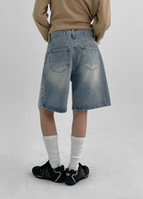 [B-DENIM] エッセンシャルハーフショーツ 040