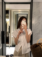 [1,000 Sold] ItU パステルロールアップキャップスリーブ半袖シャツ / 5 Colors