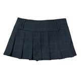 Wrap Check Pleated Mini Skirt