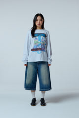 Street league artwork damage washing over-crop fit long sleeve (Melange)
