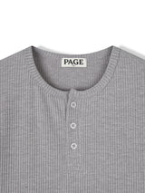 [1+1] Ribbed Muscle Henley Neck