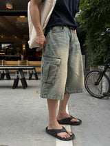 Fairy half cargo denim pants