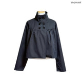 (2color)ダブルボタンハイネックシャーリングショートジャケット