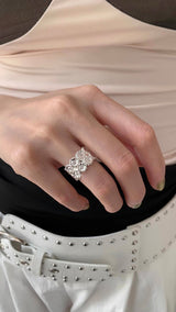 Silver daisy open ring
