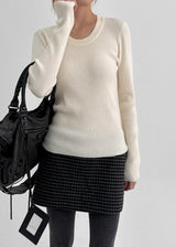 [MADE] Tanjiki Wool U-neck Ribbed Knit