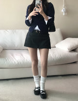 Checkered Mini Skirt Pants (2colors)