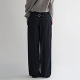 [Made] Katen Bizo Strap Stripe Wide Denim Pants - 2 Colors