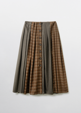 Mix Check Maxi Skirt / Brown