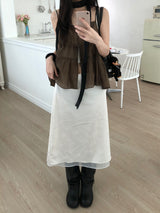 satin flower midi skirt (2 colors)