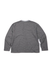 (BASE) STRIPE POCKET LONG SLEEVE (GRAY)