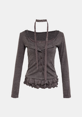 Dot Frill Lace Cardigan Set