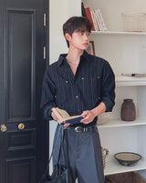 Roden Corduroy Striped Rivet Shirt