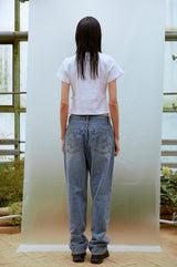 フラワークロップTシャツ(ブルー)