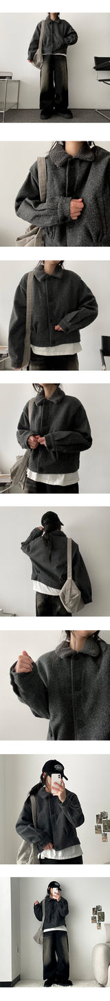 [Fleece lining] リネンヘムスナップウォッシュワイドデニムパンツ - 3 Tier Length