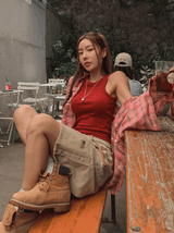 Rounding stitch ribbed sleeveless