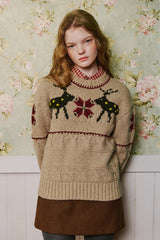 Deer Tweed Knit [Beige]