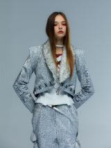 Emoha Silver Cat Tail Burst Leather Jacket