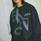 Untitled Beginning Stripe Big Logo Sulfur Dyes Long Sleeve Faded Black