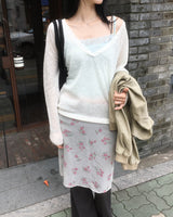 Mohair button V neck knit