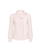 [PRE-FALL] Lune High Neck Ribbon Tie High Neck Blouse Blush Pink